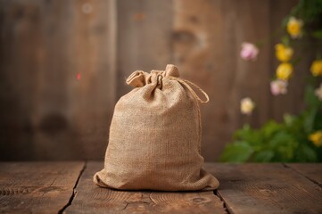 Worn bag resting on a table