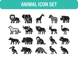 Minimalist Animal Icon Collection – Wildlife Silhouettes