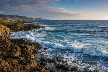 Rugged shoreline with turbulent seas