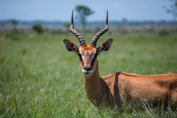 Obraz premium Antelope species with curved horns