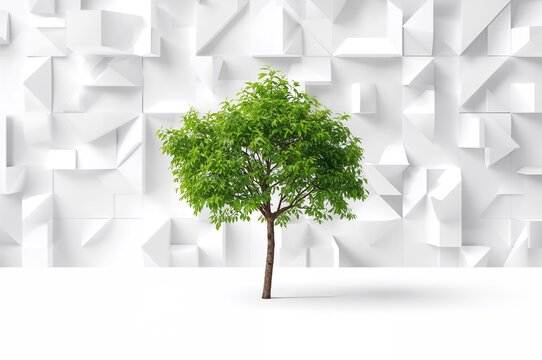 A lone tree highlighted by artistic graphics symbolizes nature on a special environmental day.
