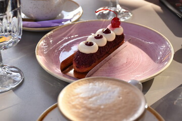 chocolate cake and coffee