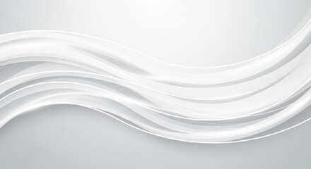 Abstract Smooth White Waves Flowing Gracefully on a Light Gray Background