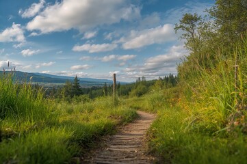 Beautiful pathway winding through natural parks in a coastal region