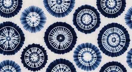 Indigo Tie-Dye Circular Decorations.