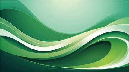 Abstract green wave background design with flowing curves and modern pattern