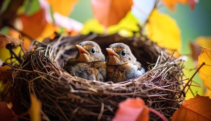 Two baby birds in a nest (1)