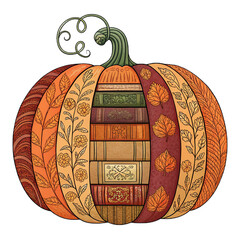 Fall Pumpkin Book Halloween Teacher Sublimation PNG Clipart Cozy Autumn Reading Retro Classroom Librarian Shirt Design Digital Download