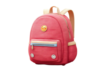 Pink backpack with emoji design for kids' fashion and style, cut out