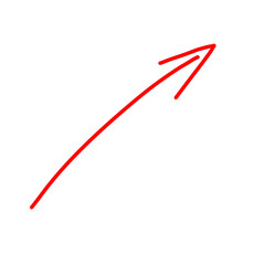 Hand Drawn Red Arrow Pointing Upward Right on White Background in Minimal Sketch Style