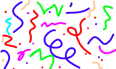 Colorful Abstract Squiggles and Doodles on White Background in Vibrant Freehand Line Art Style