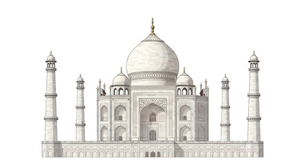 Taj mahal isolated on transparent background, an ivorywhite marble mausoleum