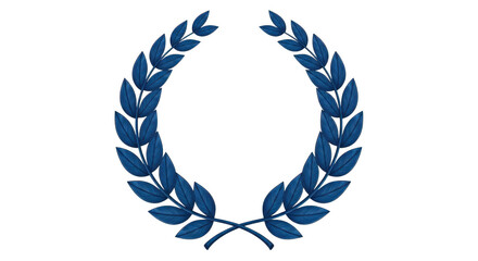 Blue laurel wreath isolated on transparent background for decoration and design