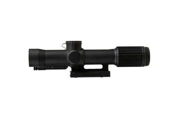 A rifle scope on a white background