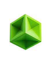 Bright lime green 3D cube, triangular inset