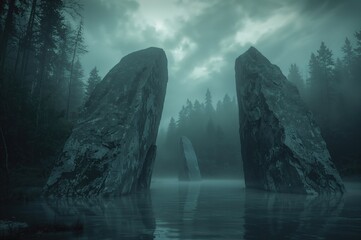 The foreboding granite blocks matched the gloomy dawn perfectly.