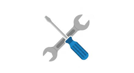 Wrench and screwdriver crossed isolated on transparent background repair service