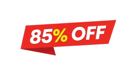 85 off sale banner isolated on transparent background, a big discount promotion