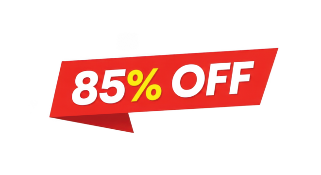 85 off sale banner isolated on transparent background, a big discount promotion
