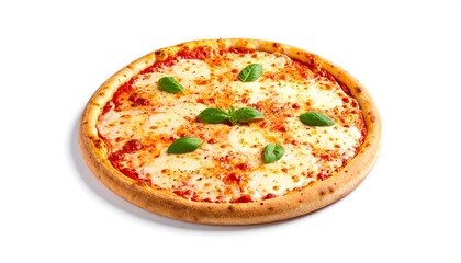 Round pizza with mozzarella and basil (1)