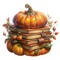 Halloween Teacher Fall Pumpkin Book Sublimation PNG Clipart Cozy Autumn Retro Classroom Librarian Shirt Design