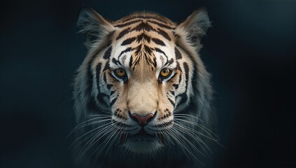 Fototapeta premium Close-up portrait of a tiger with a black backdrop