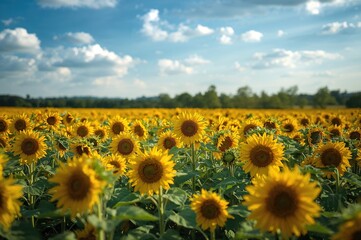 Obraz premium Sunflower fields in the summer season