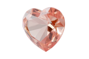 Faceted heart-shaped pink diamond gemstone with brilliant sparkle, cut out