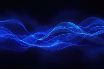 Fototapeta premium High-resolution image of a tech-themed backdrop with glowing blue neon lines and abstract design components.