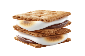 Delicious stacked s'mores with toasted marshmallows and chocolate, cut out