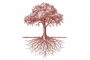 The health and durability of a tree depend largely on the robustness of its root network. Classic sketch or etching showing the three fundamental needs