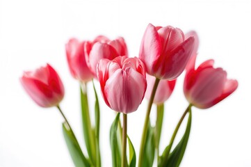 Fototapeta premium Isolated spring tulip flowers on a white backdrop