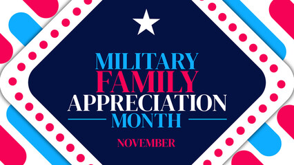 Military Family Appreciation Month November poster with patriotic colors and star motif