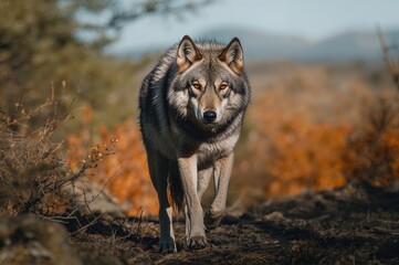 Striking lone wolf on a quest