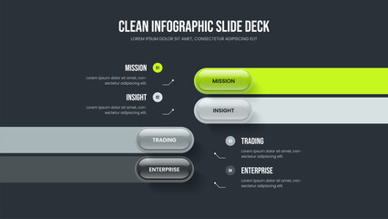 Marketing Proposal Frame Layout Vector Illustration. Project Planning Four Option Infographic Slide Design. Advertising Briefing 4 Step Diagram Presentation Template.