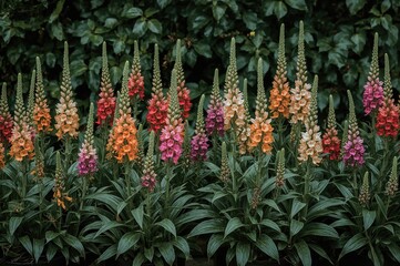 Obraz premium Collection of potted flowers featuring Snapdragon blooms