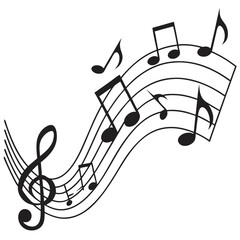 Cluster of black musical notes design