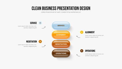 Enterprise Solution Four Element Infographic Slideshow Design. Business Introduction 4 Option Diagram Presentation Template. Modern Launch Frame Layout Vector Illustration.