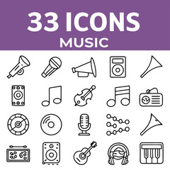 Collection of 33 music related graphic elements