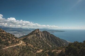 Mountain scenery in the interior region of the coastal area