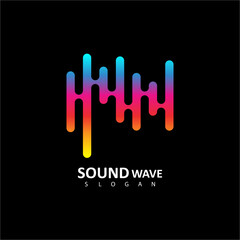 Sound wave logo. Audio colorful wave logo template