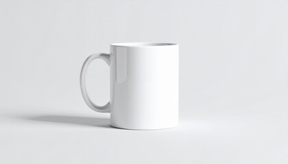 Obraz premium Two plain white ceramic mugs side by side on white background, minimal and symmetrical product mockup.