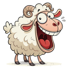 Funny Sheep Cartoon Illustration– Big Mouth Expression, Full Body Clipart, Vector & PNG