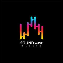 Sound wave logo. Audio colorful wave logo template