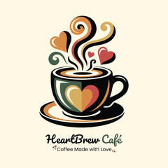 Coffee Cup with Heart Steam and Heart Inside Keywords: coffee, cup, mug, saucer, drink, beverage