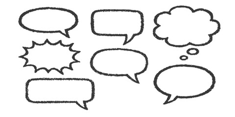 A set of comic speech bubbles and thought clouds for communication, dialog, and chat