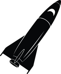 Vector black rocket ship launching upward space travel silhouette illustrator © Tamjida Alam