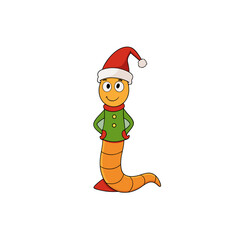 funny earthworm wearing christmas dress and hat 