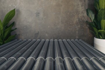 Obraz premium Pile of cylindrical metal pipes