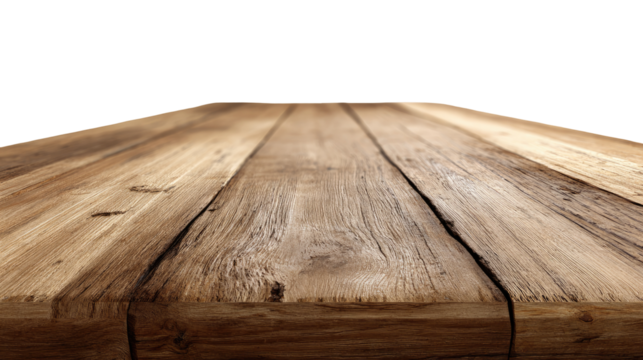 Wood plank tabletop, high-angle view